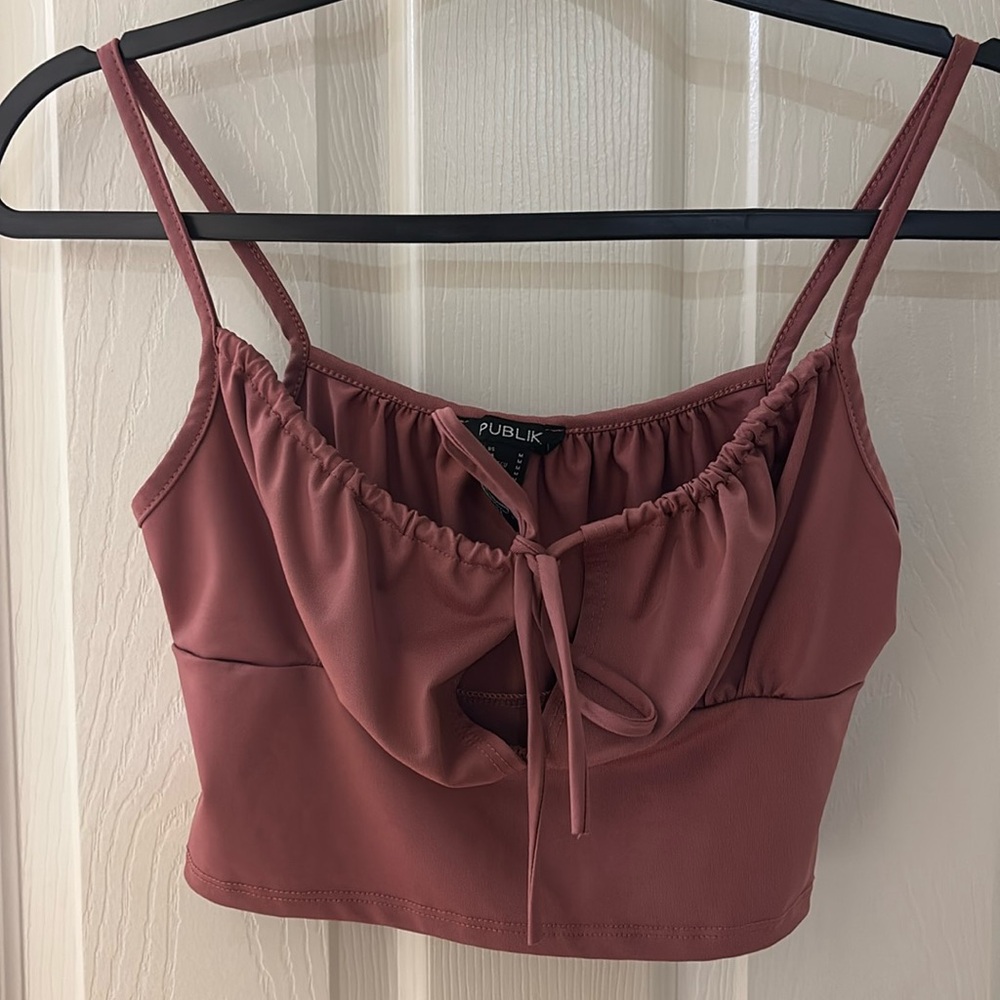 Publik Mauve Tie-Front Crop Top